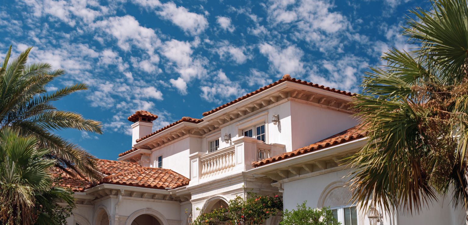 Tampa Bay gutter services repair and installation on brick home with modern gutter and downspout system