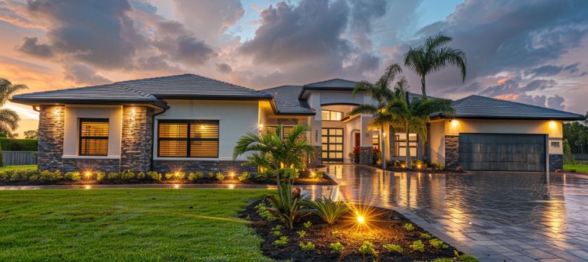 Gutter Guards Installation in Riverview protecting modern Florida home with seamless gutter system