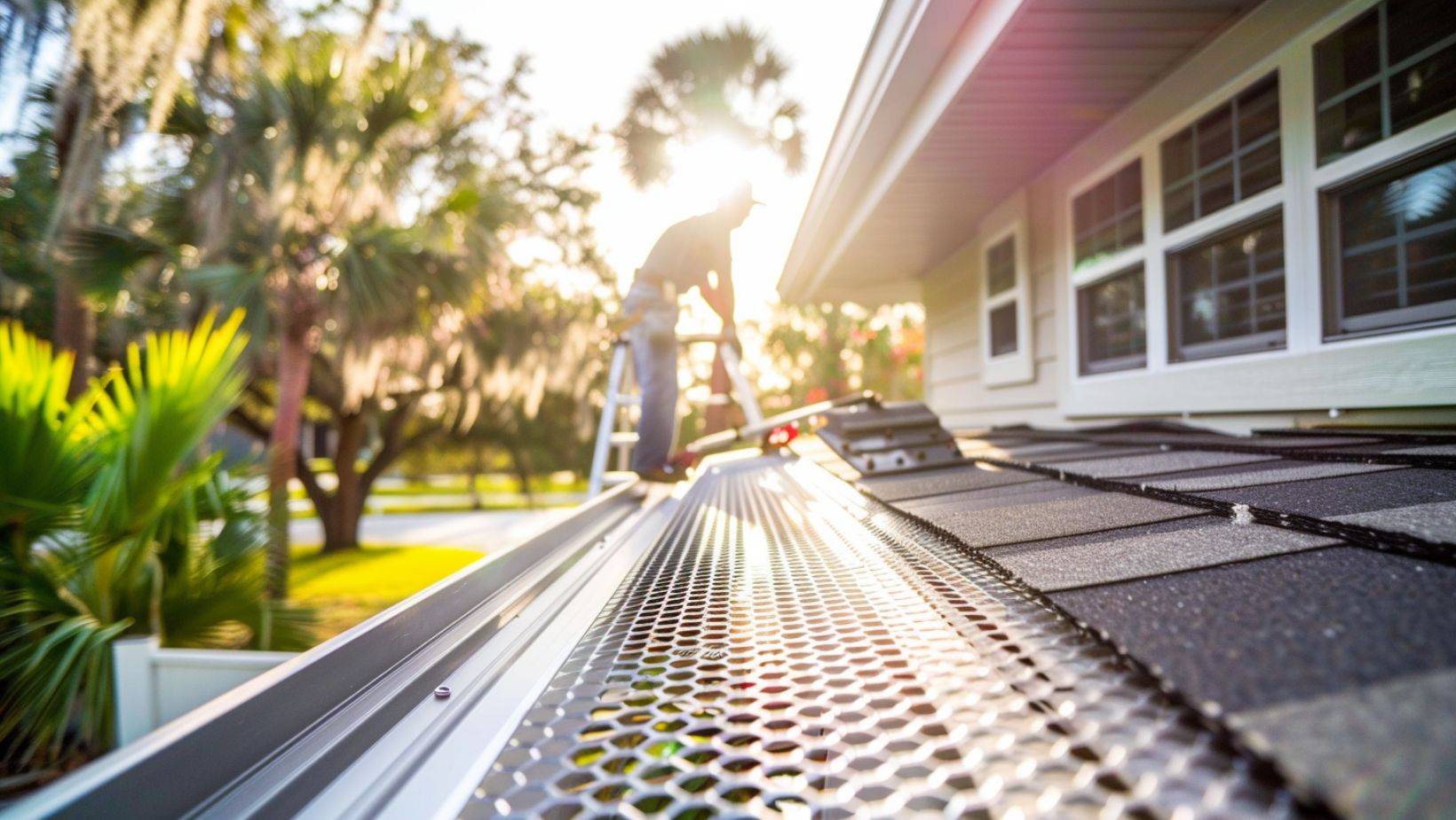 Gutter Guards in Riverview, FL installed on seamless gutter system protecting Florida home from leaves and debris