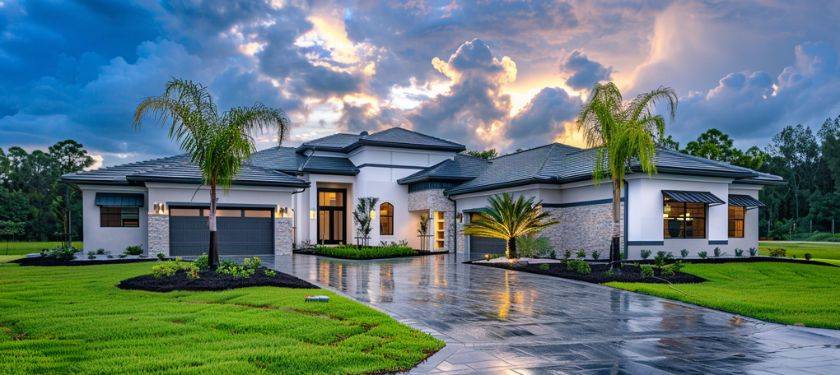 Luxury Florida home protected by gutter installation Brandon FL seamless gutter system.