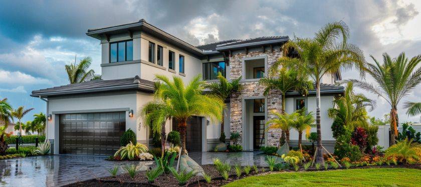 Modern Florida home protected by gutter installation Brandon FL seamless gutter drainage system.