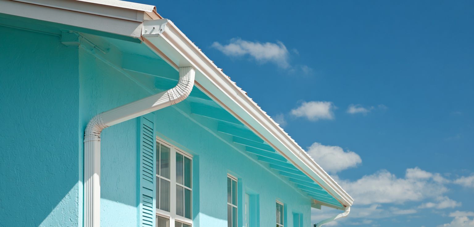 Tampa Bay gutter services seamless metal gutter and downspout system installed along roofline