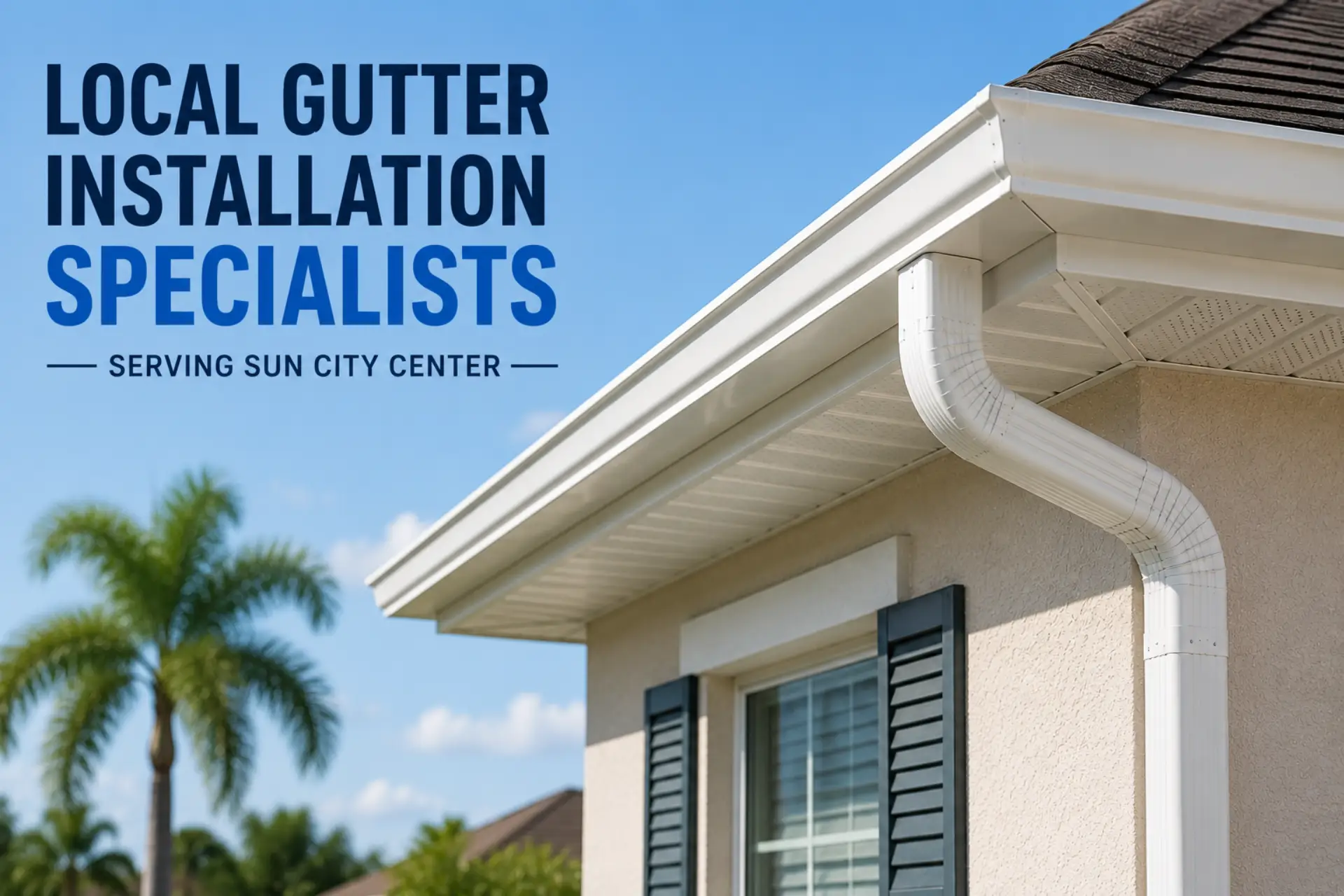 Local gutter installation specialists seamless gutters installed on Sun City Center Florida home
