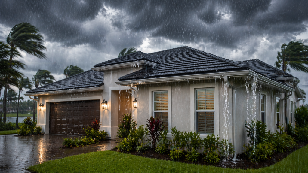 Seamless gutters Florida home installed for storm season protection