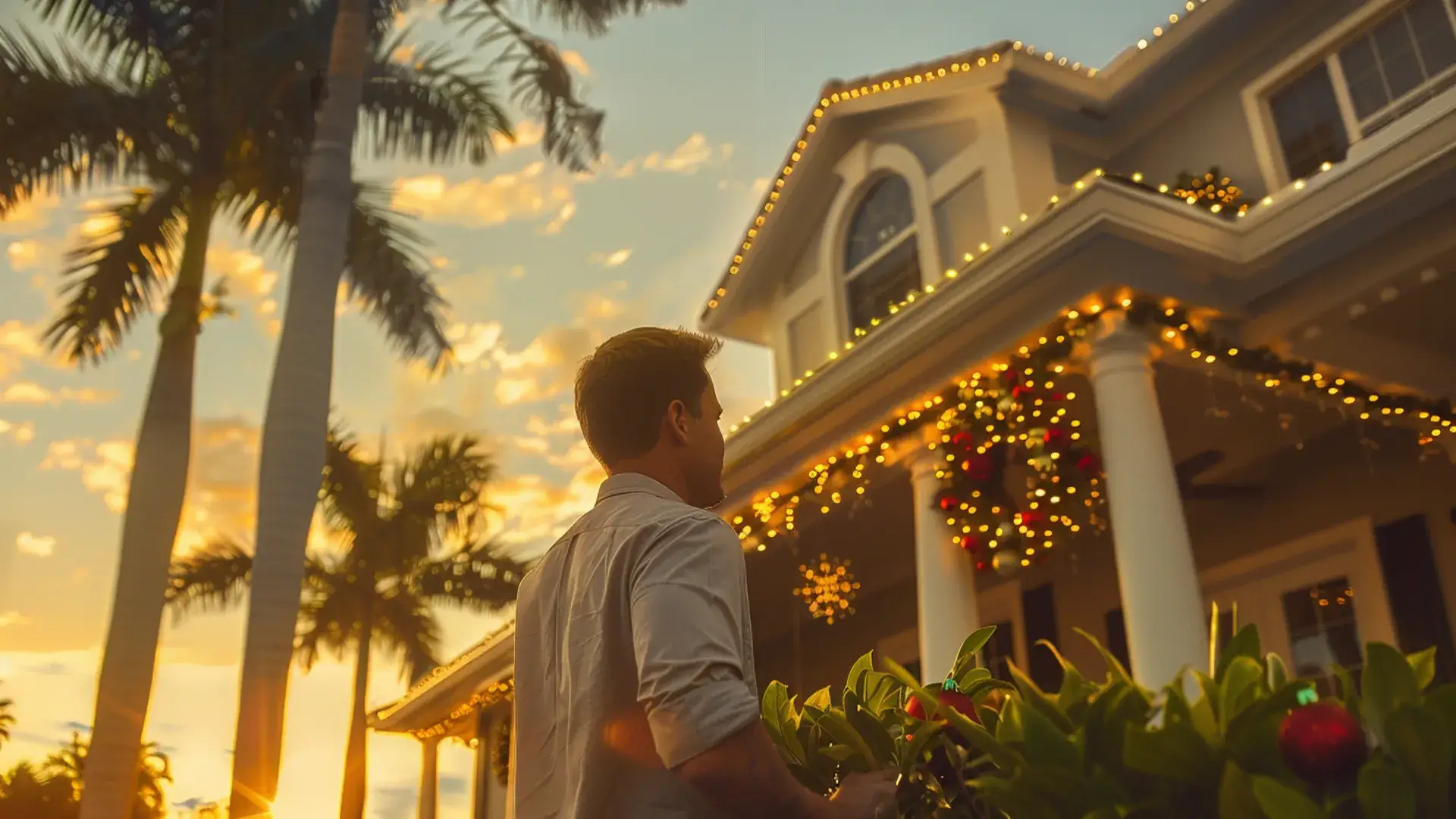 seamless gutters Florida holiday home exterior prepared for winter weather and guests